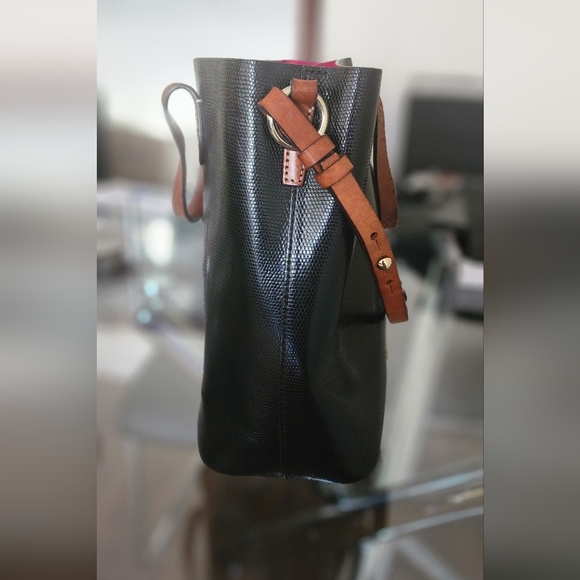 Dooney & Bourke Lilliana Black & Hot Pink Shoulder Tote Bag - Picture 4 of 16